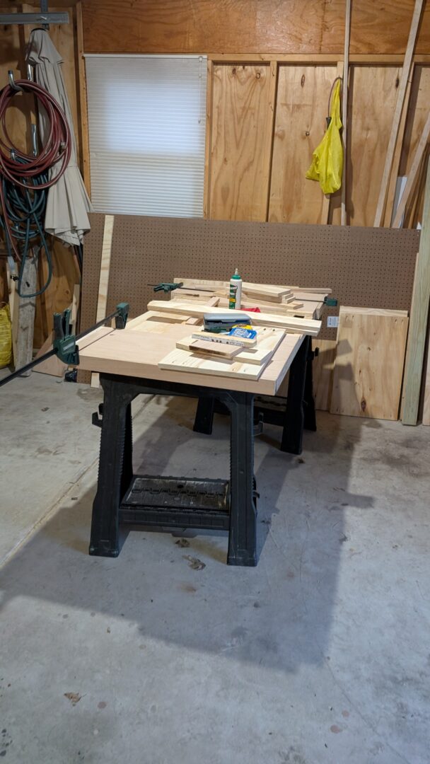 Attaching the top face of the desk.